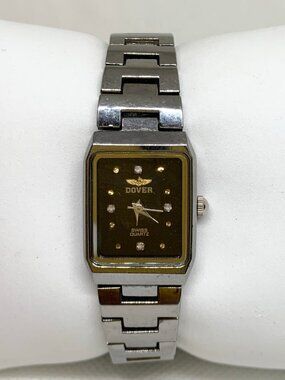 Dover women’s watch silver tone black dial 19mm analog quartz links running